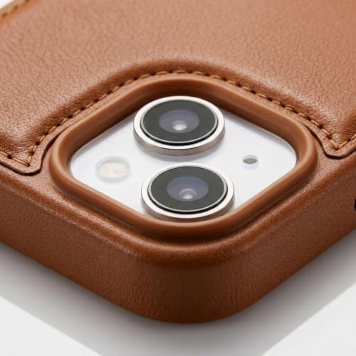 Image of amazon basics Premium PU Leather Case for iPhone 12 Pro Max, MagSafe Compatible Magnetic Ring, Sleek Protective Back Cover - [Tan]