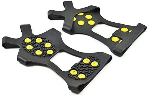 Milaloko Crampons Cleats, Non-Slip Snow Step & Ice Cleats Anti-Slip Overshoes Studded Ice Traction Shoe Covers Spike Snow Shoes Ice Cleats (Black, M)