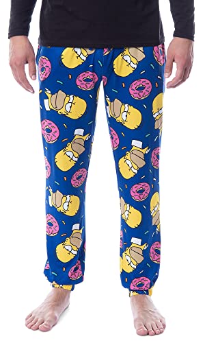 The Simpsons Mens' Homer Sprinkles Donuts Sleep Pajama Jogger Pants (XXL) Blue