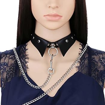 WEITING Punk Harajuku Cosplay Sexy PU Lederen Mannen Zilveren Kleur Ketting Ketting Vrouwen Gothic Cirkel Ketting Body Chain Sieraden-zwart hart
