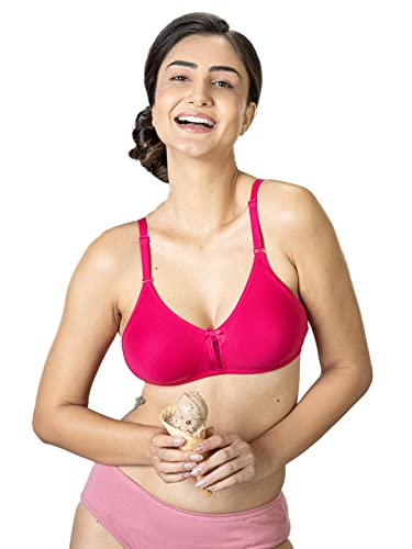 Image of Lyra 516 Flora Mesh Ladder Moulded Premium Cotton C-Cup Bra for Women Fuchsia