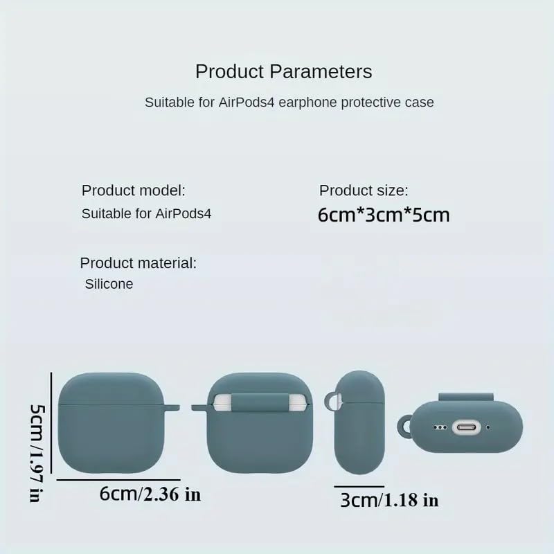 Image of Airpods 4 Cover Silicone Case (2024) Active Noise Cancellation (ANC) with Keychain Protective Case (Green)