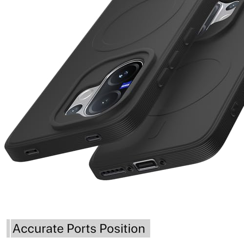 Image of Outlouders Back Cover for Vivo V60 5G / Vivo T4 Pro 5G Soft Matte Silicone Cover with Slim Fit | Mag-Safe Logo (Not Mag-Safe Compatible) | Shockproof | Camera Protection Bumper Case (Black)