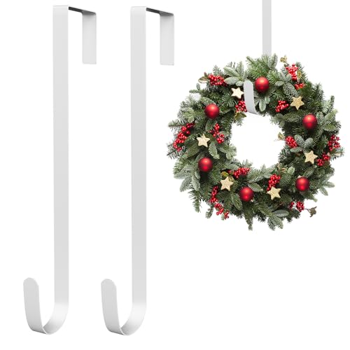 2pcs Door Hooks Christmas Metal Wreath Hanger Hook for Home Office Hanging Clothes (12 in/30cm)