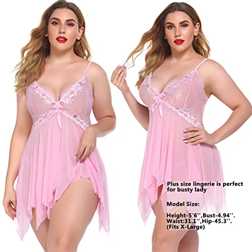 Image of Avidlove Lingerie for Women Lace Babydoll Sleepwear Boudoir Outfits Plus Size Langeray XS-5XL