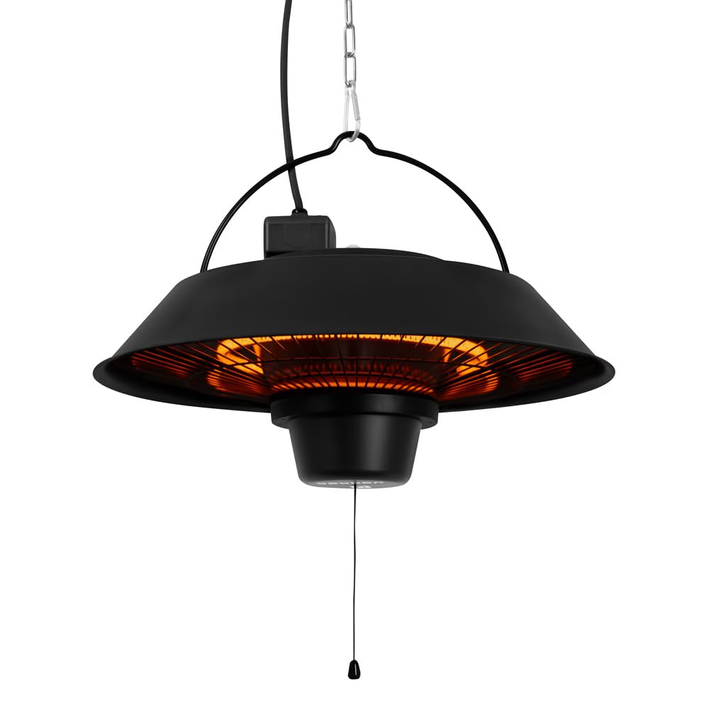 VONROC Chauffage infrarouge suspendu pour terrasse - Chauffage de plafond électrique avec télécommande - Minuterie - 2 niveaux de chauffage - Noir - 1500 W, 240 V