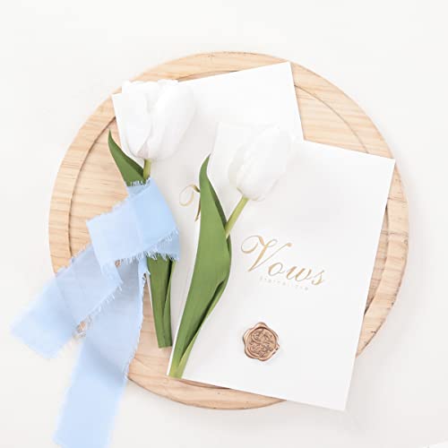 Socomi Baby Blue Handmade Fringe Chiffon Silk Ribbon 1-3/4" X 7Yd 4 Rolls Frayed Ribbons For Wedding Invitations Bridal Bouquets Wrapping #TOP3
