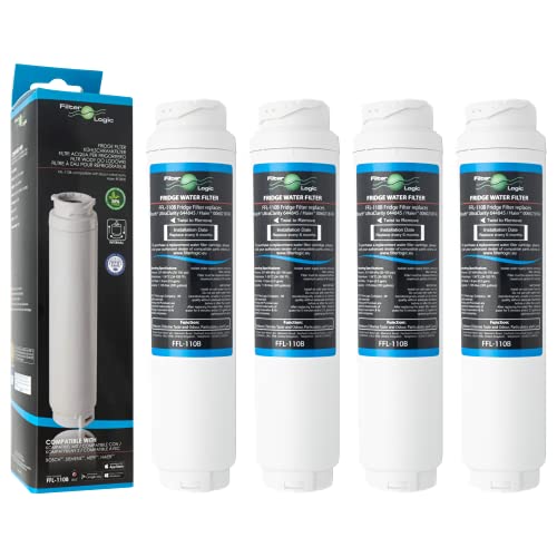 FilterLogic FFL-110B Water Filter Compatible with Bosch, Siemens, Neff UltraClarity 00740560, 740560, 11028820, 11028825 Fridge Filter Cartridge Ultra Clarity 9000 674655, 9000 077 104 (Pack of 4)