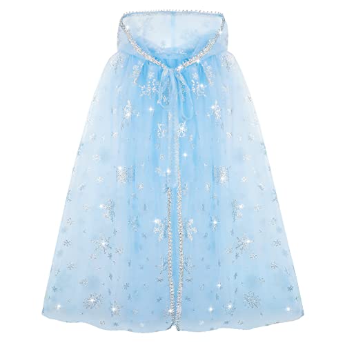 XEPST Encapuchonné Cape Princesse Déguisement Princesse Fille, Bleu Cape Princesse Halloween Costume Accessoires Princesse Cadeau pour Anniversaire Fête Carnaval...