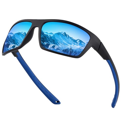 YUKANNA Polarized Sports Sunglasses for Men Women Fishing Running Cycling with UV 400 Protection Sun Glasses (Mirrored Blue)