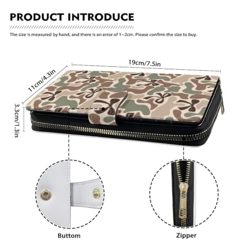 Image of COEQINE Ladies Wallets Pink Leopard Heart Black Printed Leather Phone Long Clutch Purses Check Coin Change Holder