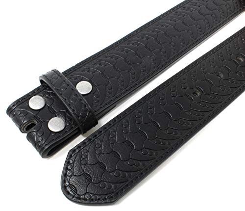 BC Belts Leather Belt Strap with Embossed Western Horn Pattern 1.5" Wide with Snaps3