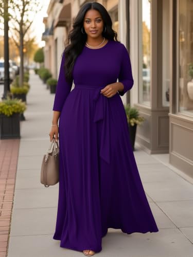 Image of Casual Maxi Dress for Women 3 /4 Sleeve with Pockets