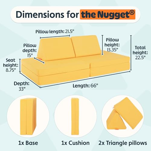 Image of Nugget - The Original Play Couch for Kids - Modular Foam Children's Sofa for Playroom, Imagination, & Creative Open Ended Play - Washable & Convertible Playroom Furniture, Lemonade