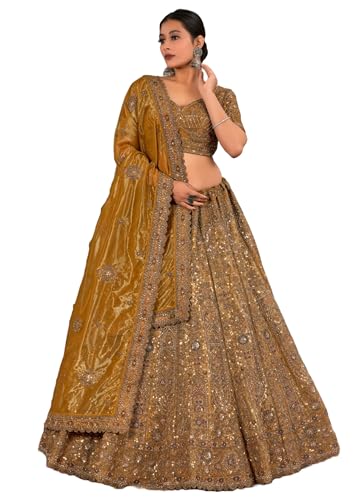 Tissu indien en filet Lehenga 14425 pour couture de mariage et grand événement