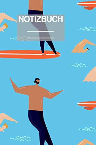Notizbuch A5 Muster Zeichnung Surf Surfing Schwimmen Swim Männer: • 111 Seiten • EXTRA Kalender 2020 • Einzigartig • Kariert • Karo • Raster • Geschenk • Geschenkidee