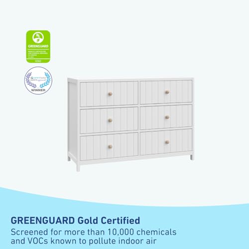 Graco-Teddi-6-Drawer-Double-Dresser-White–GREENGUARD-Gold-Certified-Interlocking-Drawer-System-Pre-Installed-Drawer-Tracks-Includes-Two-Sets-of-Knobs-for-Personalization Graco Teddi 6 Drawer Double Dresser White–GREENGUARD Gold Certified Interlocking Drawer System Pre Installed Drawer Tracks Includes Two Sets of Knobs for Personalization
