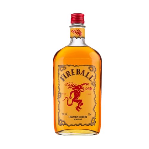 Fireball Cinnamon Whisky Liqueur, Canadian Whisky With Real Cinnamon, 33% ABV, 70cl, America's #1 Shot Brand, Best Served Cold, Spicy Flavour, Ideal for Shots, Mixed Drinks and Cocktails