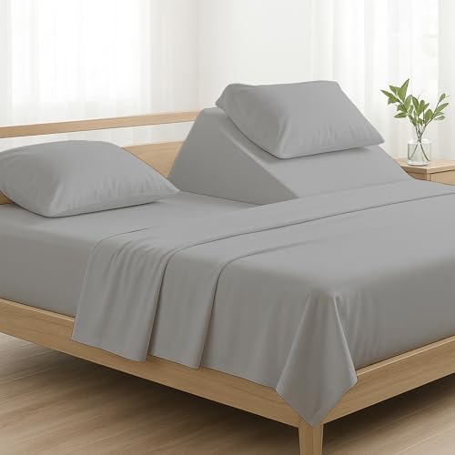 Top Split King Sheets Sets for Adjustable beds, Sheets for Sleep Number Bed Split King deep Pocket, 32