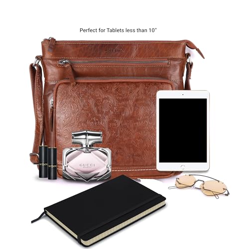 Image of LEDERBUCK Olga Women's Extra-Large Genuine Leather Crossbody Purse - Soft Triple-Zip Shoulder Bag