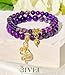 Bivei Beaded Bracelets Lotus OM Yoga Crystal Stone Bracelet 7 Chakra Natural Reiki Semi Precious Amethyst Gemstone Stretch Valentine's Day Bracelets Set for Women(Sugilite and Dog-Tooth Amethyst)