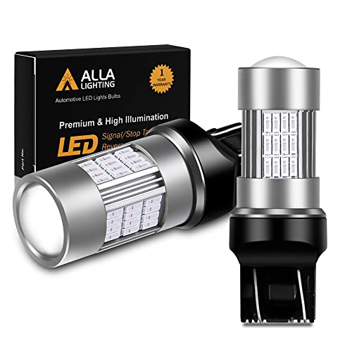 Alla Lighting T20 7440 7443 Red LED Bulbs Super Bright 4014 54-SMD Turn Signal, Brake Stop Tail Lights Replacement for Cars, Trucks