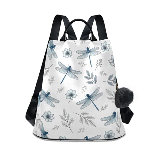 Sac à dos imprimé libellule bleue à poches multiples fonctionnelles