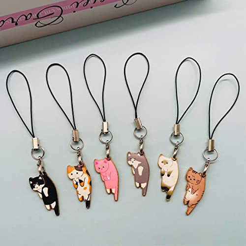 Sopopal 6 Pcs Cat Phone Charm Aesthetic Cell Phone Charm Kawaii With Handmade Cute Hanging Pendants Decor #TOP2