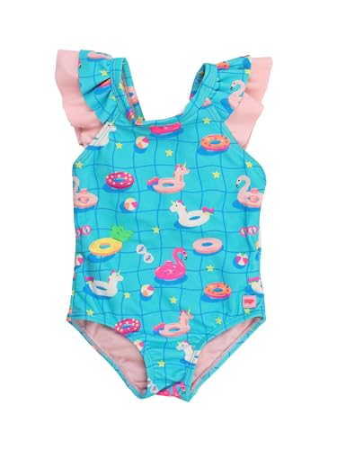 Image of RuffleButts Girls UPF50+ Sun Protection Ruffle V-Back One Piece Swimsuit