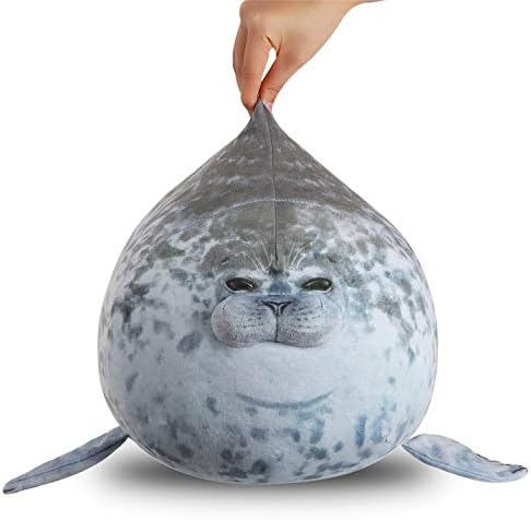 Yewrrite Seal Pillow 60CM/23.6IN Cute Chubby Seal Plush Toy Stuffed Animals Crossing Plush Soft Cotton Plush Seal Hugging Pillow Back Cushion, Grey