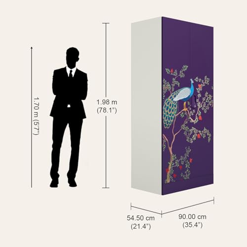 Image of Interio by Godrej Aceline 2-Door Digital Printed Steel Almirah | Textured Magic Purple Wardrobe for Clothes, 1-Year Warranty, 1 Full Locker, 2 Shelves