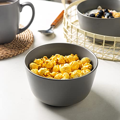 Amorarc Stoneware Cereal Bowls For Kitchen, 26 Ounce Large Ceramic Soup Bowls Set Of 6 For Snacks Soup Oatmeal Cereal Breakfast, Chip-Resistant - Matte Gray #TOP3