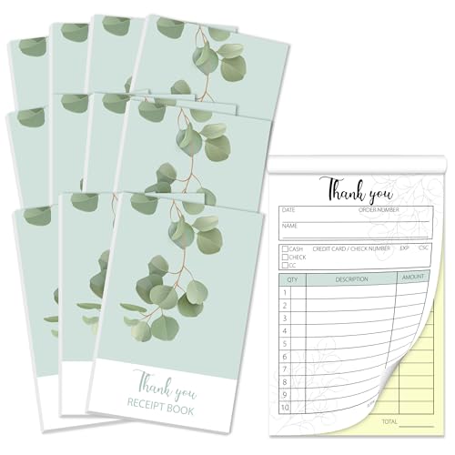 Lesnala 12 libros de facturas de 2 partes, libro de pedidos sin carbono de color, libro de recibos de compra para pequeñas empresas, que se puede utilizar en tienda, almacén, oficina, restaurante (50