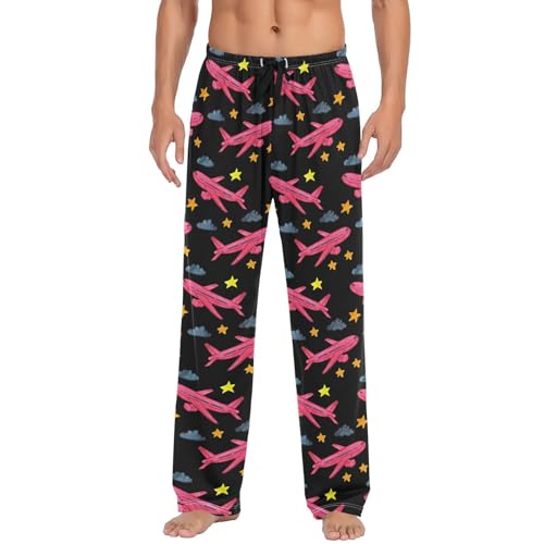 Pantalon de pyjama homme avion rose idéal pour vos soirées cocooning