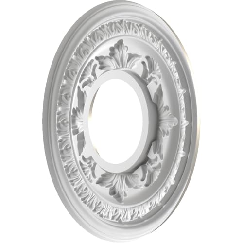 Image of Ekena Millwork CMP10BABAL Baltimore Thermoformed PVC Ceiling Medallion (Fits Canopies up to 4 1 /4 inch), 10 inchOD x 3 1 /2 inchID x 3 /4 inchP, Bright Coat Aluminum