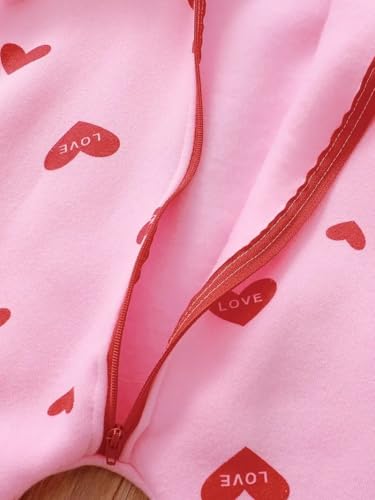 Image of BRANDONN Kids Baby Cotton Fleece Jumpsuit Romper Onesie Sleep Suit Hooded Semi Winter Zipper (Pink & Red, 6-9 Months)