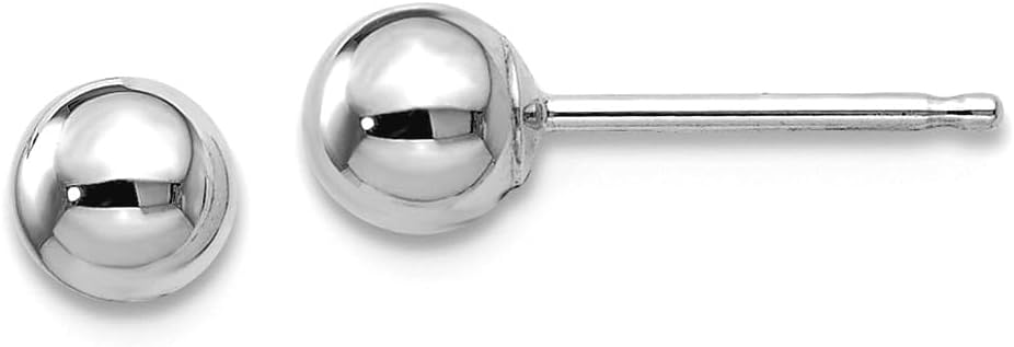 14k White Gold Hollow Polished 4mm Ball Post Earrings 4x4mm Ball Earring for Women