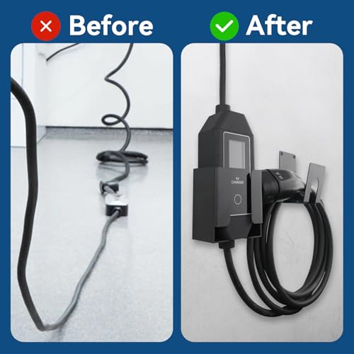 RamTouch Halterungsset für Mobile Wallbox (Ladeziegelhalterung & J-Hakenhalterung zur Wandmontage), Kabelorganizer für mobiles EV-Ladegerät, Zubehör zur Organisation von mobiler Ladestation
