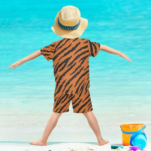 Image of Sunflower Floral Yellow Black Short Sleeve Hawaiian Button Down Shirts and Short Sets for Boys Toddler Summer Outfits
