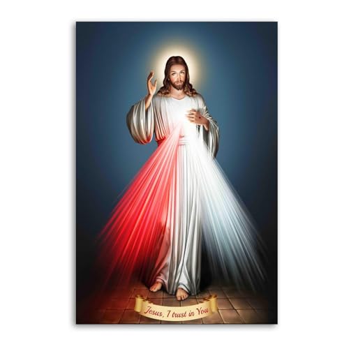 Póster decorativo de Jesucristo Divina Misericordia, lienzo, póster de pared e imagen artística moderna para decoración de dormitorio familiar, 20 x 30 cm