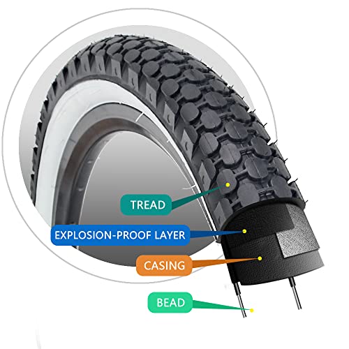 26" Bike Tire 26 X 2.125 Inch Folding Replacement Bike Tire For Beach Cruiser Bike (White Edge) #TOP2