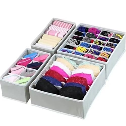 Kit Organizadora de gavetas 4 Pçs Organizador De Armário Para Meias De Sutiã Roupa Íntima/Caixa De A