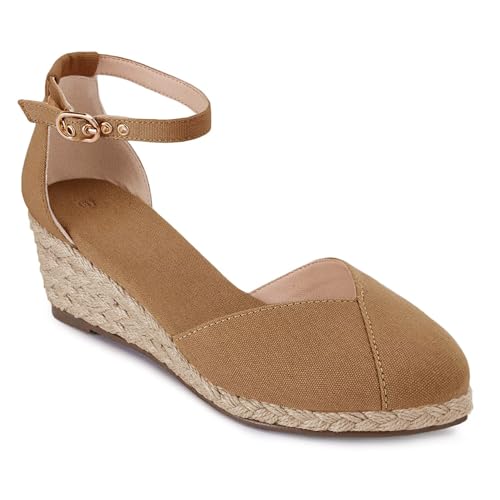 Image of Juliet Holy Womens Espadrilles Sandals Closed Toe Platform Ankle Strap Casual Summer Wedges