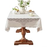 Eleganza vintage: questa elegante tovaglia ricamata in pizzo presenta un motivo macramè che porta un tocco di fascino vintage alla tua sala da pranzo.