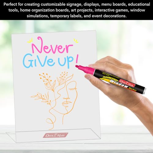 Image of Soni Officemate Neon Glass Kit | Includes Acrylic Sheet and Fluorescent Window Markers | Bullet Tip Design |Suitable for Kids Adults Windows Glass Acrylic Surfaces