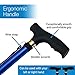 RMS Folding Cane - Foldable, Adjustable, Lightweight Aluminum Offset Walking Cane - Collapsible Walking Stick with Ergonomic Derby Handle - Ideal Daily Living Aid for Limited Mobility (Blue)