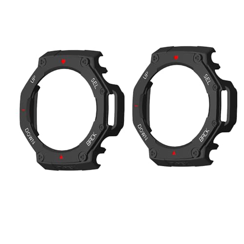 WIIKAI 2 Pack Fundas Compatible con Amazfit T-Rex 3 Protector Funda Protección Carcasa Funda Case.(Negro Rojo Blanco)