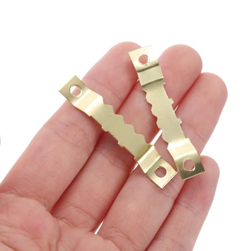 Image of uxcell 80pcs Saw Tooth Picture Hangers with 160pcs Screws, Picture Frames Picture Hangers with Screws for Hanging Clock Paintings Artwork Picture Frame Hook Photos (Gold)