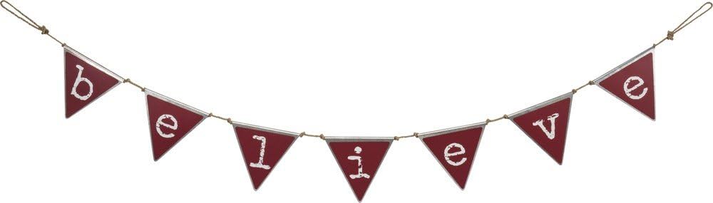 Primitives by Kathy Rustic-Inspired Tin Pennant Banner, White/Red