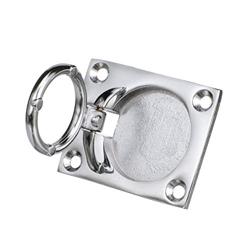 Seachoice 36681 Chrome-Plated Cast Brass Square Flush Hatch Ring Pull, 1-7/8